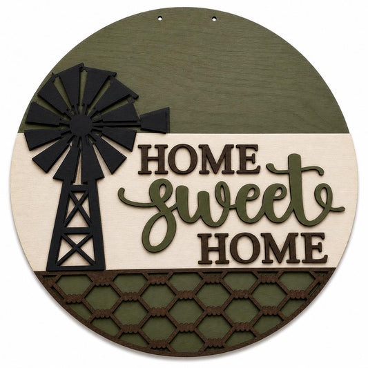 DIY Home Sweet Home with Windmill Door Hanger: Windmill, Unfinished, Home Sweet Home with Chicken wire