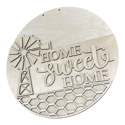 DIY Home Sweet Home with Windmill Door Hanger: Windmill, Unfinished, Home Sweet Home with Chicken wire