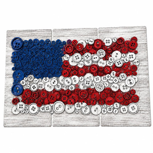 DIY Button Flag Sign, Unfinished Wooden Door Hanger: Unfinished, 4th of July, Paint Party, Memorial