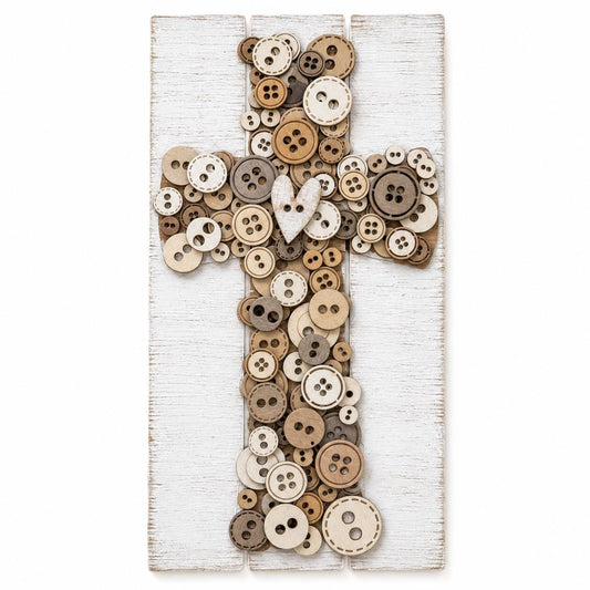 DIY Button Cross Sign, Unfinished, Cross Buttons, Paint Party, Religious, Faith