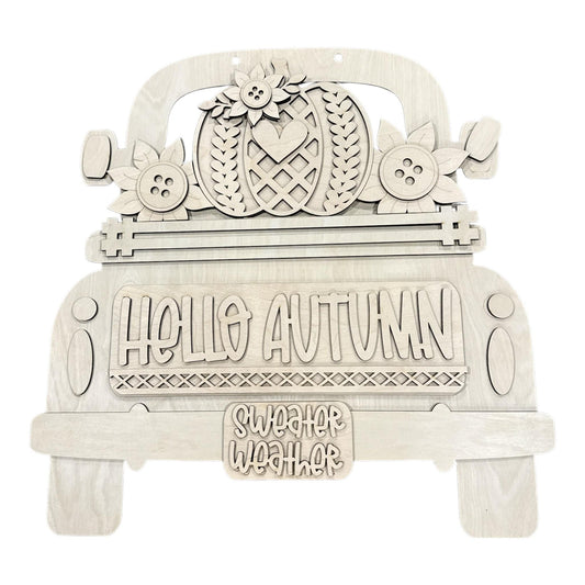 DIY Hello Autumn Interchangeable Truck Insert, Picket Insert, DIY Truck Kit, Interchangeable