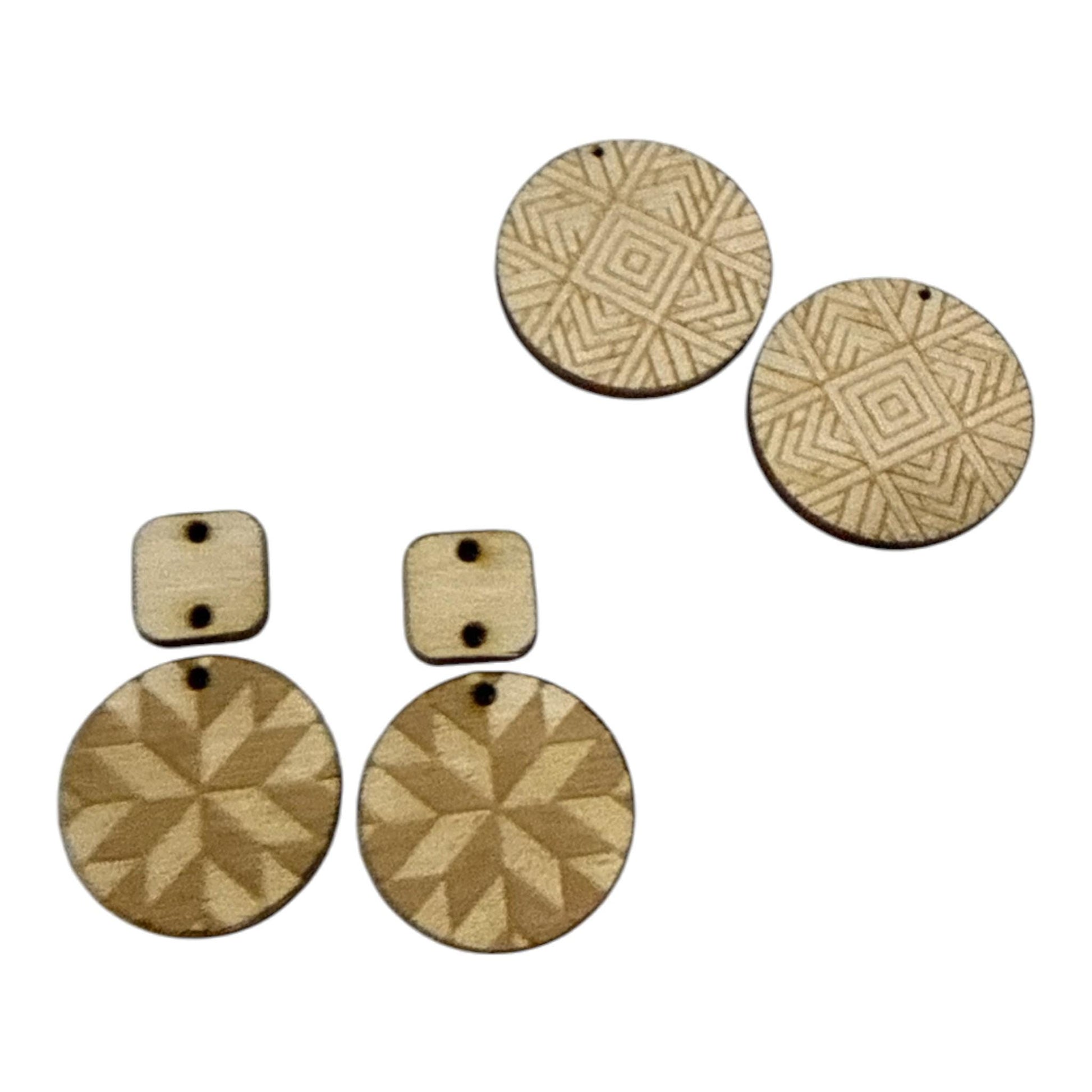 DIY Quilt Earrings, Unfinished Earrings, Wooden Earrings, Quilt Earring