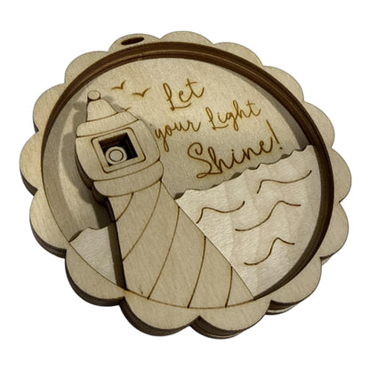 DIY Let your light Shine Ornament, Unfinished, Wooden Ornament