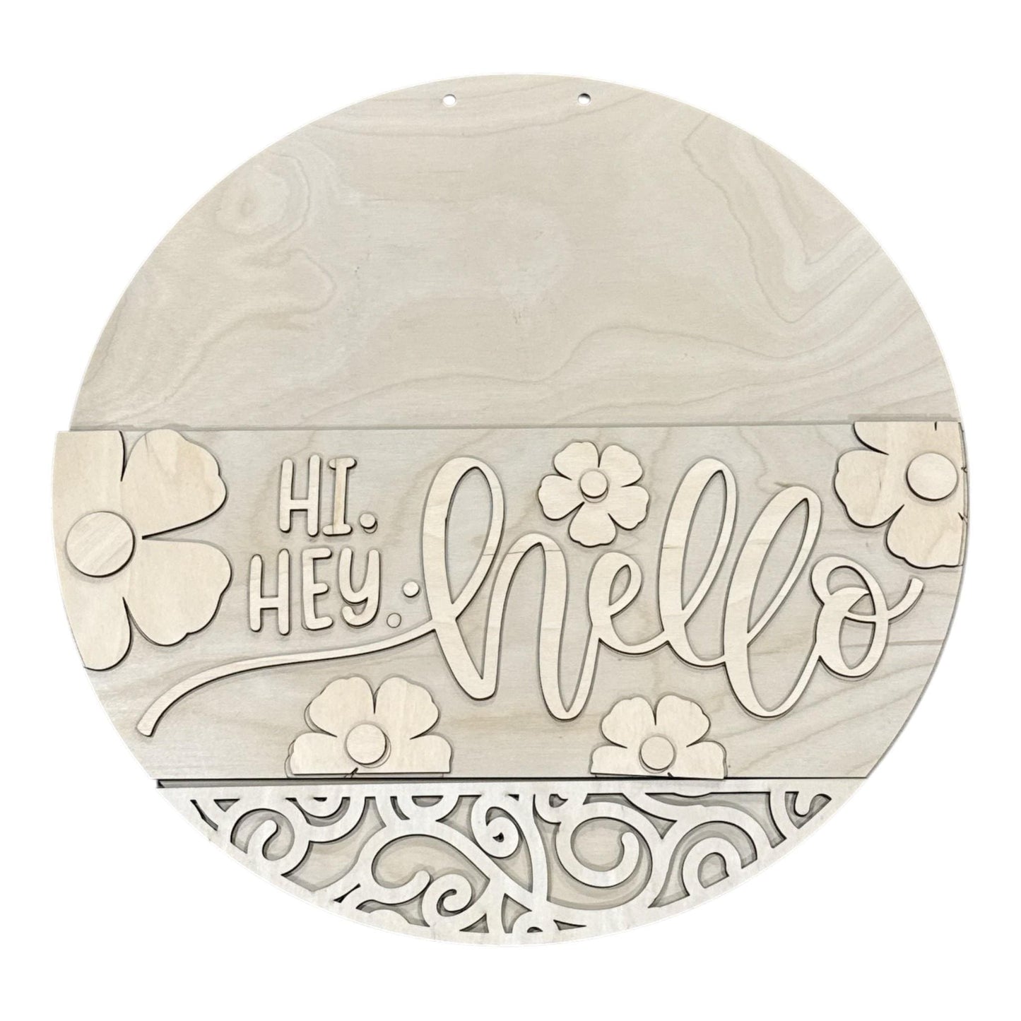 DIY Hi Hey Hello Flowers Door Hanger, 3d Door Hanger, Unfinished Door Hanger
