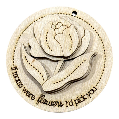 DIY Mother's Day Keychain, Flower Keychain, Unfinished, Paint your own
