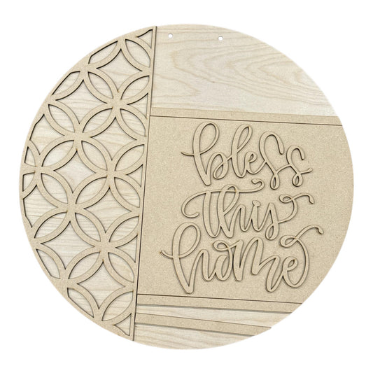 DIY Bless this home with Vine Door Hanger, 3d Door Hanger, Unfinished Door Hanger
