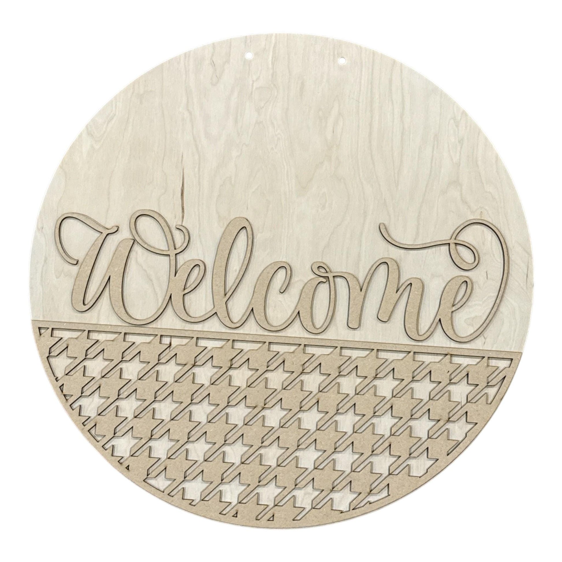 DIY Welcome houndstooth Door Hanger, 3d Door Hanger, Unfinished Door Hanger