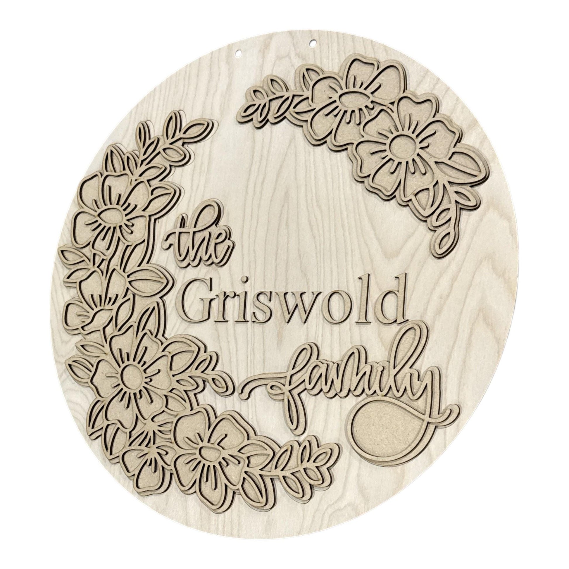 DIY Floral Name Personalized Door Hanger, 3d Door Hanger, Unfinished Door Hanger