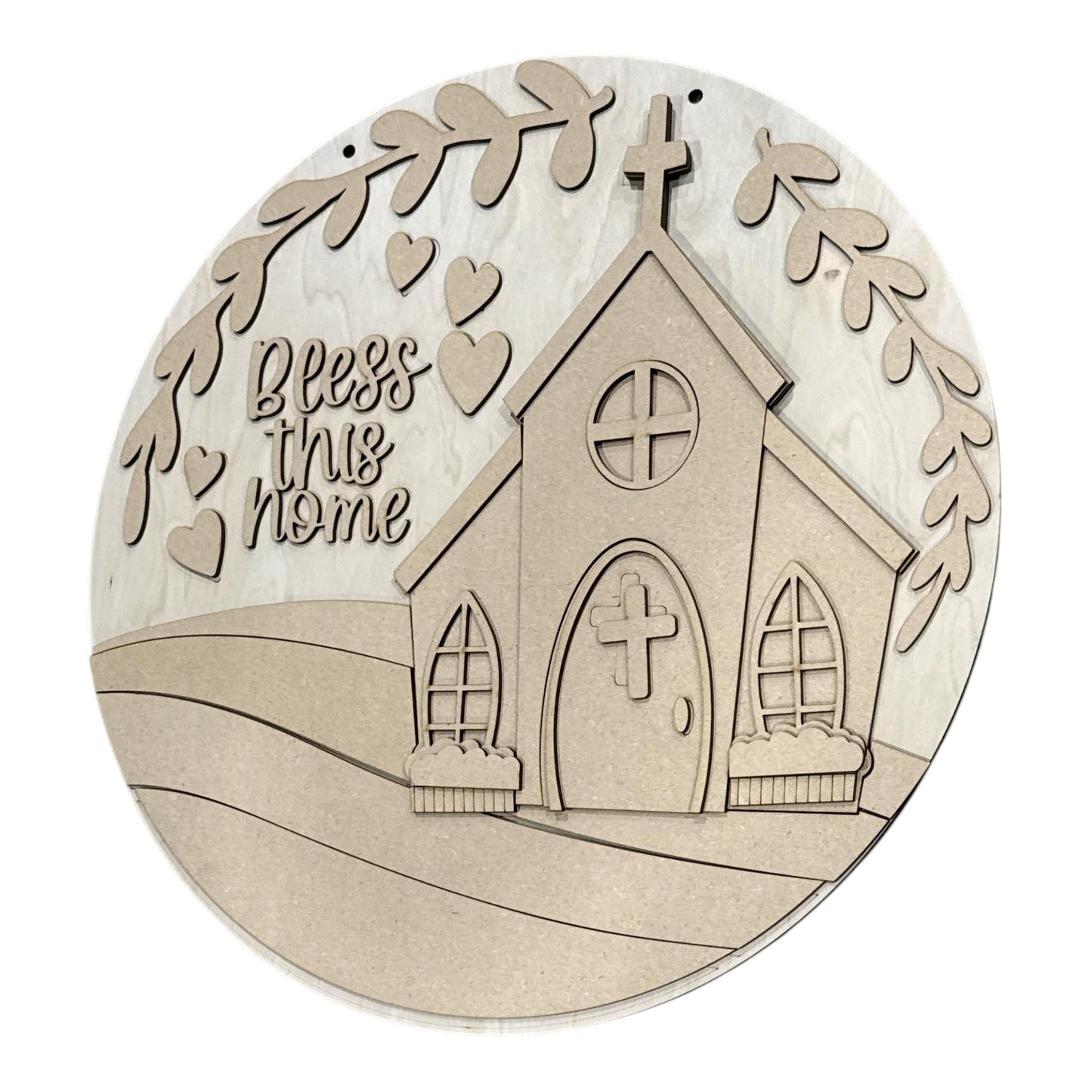 DIY Bless this home Door Hanger, 3d Door Hanger, Unfinished Door Hanger