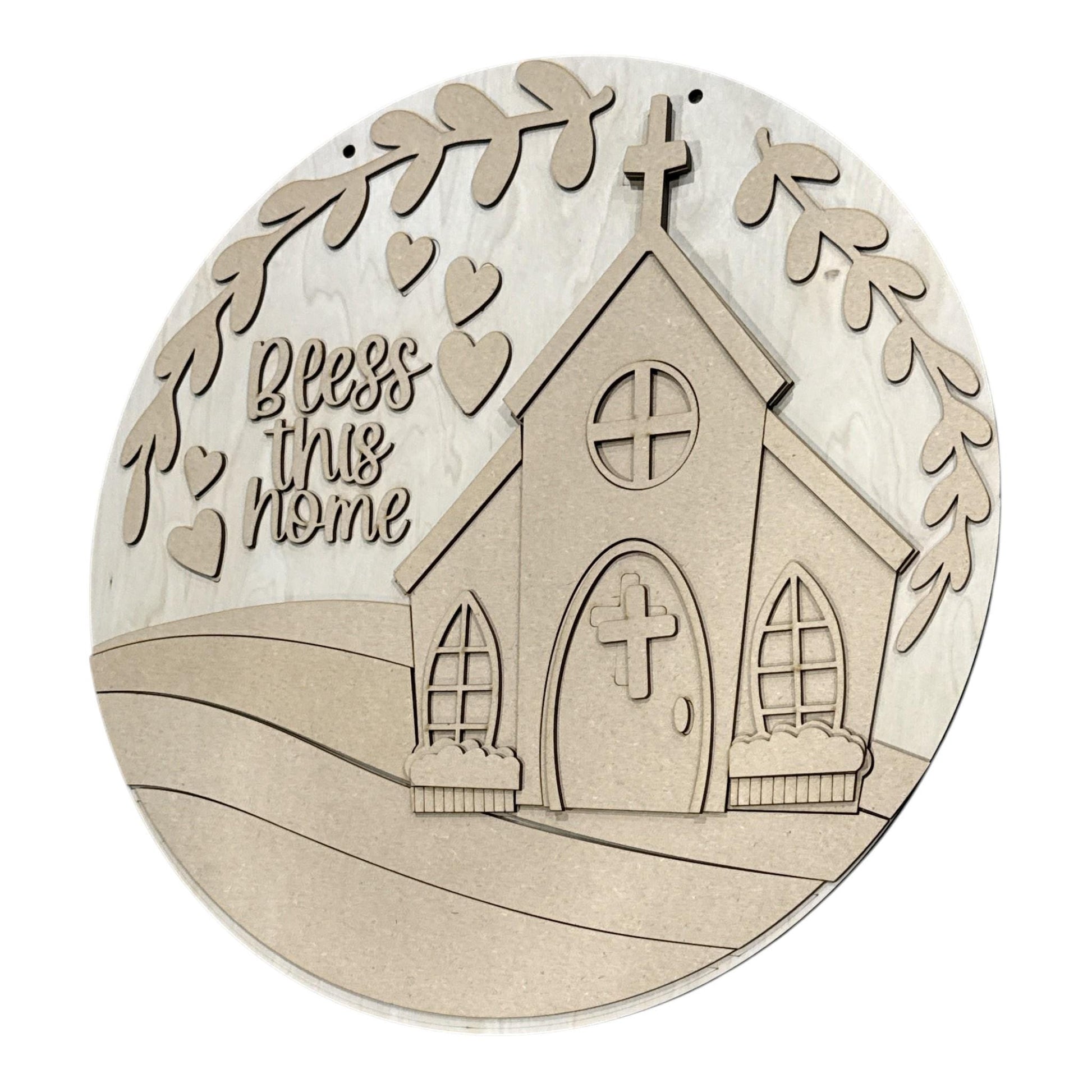 DIY Bless this home Door Hanger, 3d Door Hanger, Unfinished Door Hanger