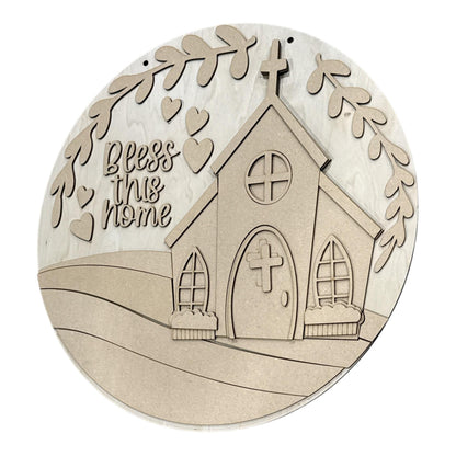 DIY Bless this home Door Hanger, 3d Door Hanger, Unfinished Door Hanger