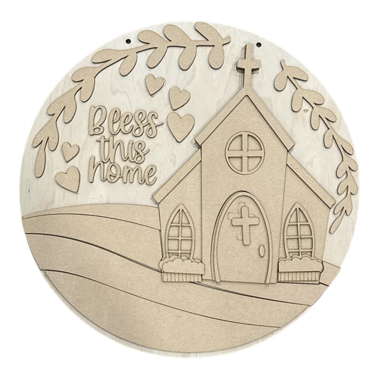 DIY Bless this home Door Hanger, 3d Door Hanger, Unfinished Door Hanger