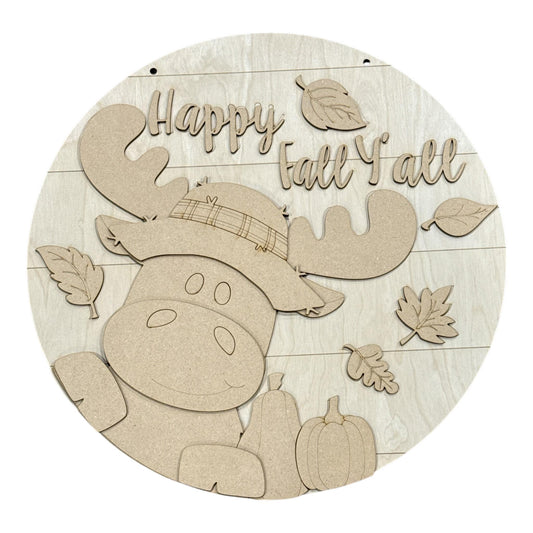 DIY Happy Fall Y'all Moose Door Hanger, 3d Door Hanger, Unfinished Door Hanger