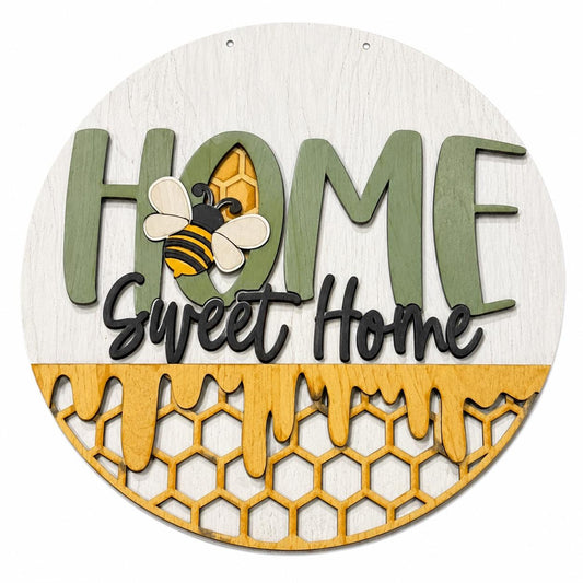 DIY Home Sweet Home with Bee Door Hanger, Unfinished Door Hanger: DIY Door Hanger, Bee Door hanger