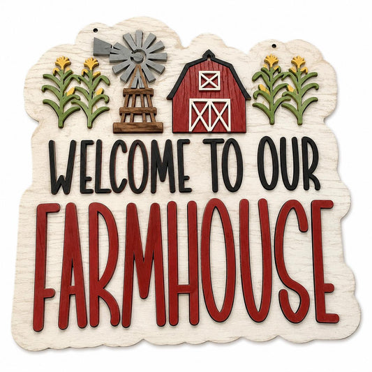 DIY Welcome to our Farmhouse Door Hanger: Farm Life, Unfinished, Home Sign, Farmhouse Door hanger