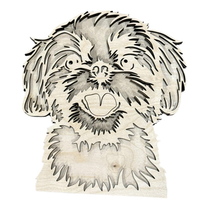 DIY 3D Shih Tzu Dog Multi Layered, Unfinished 3D Shelf Sitter, Wood DIY
