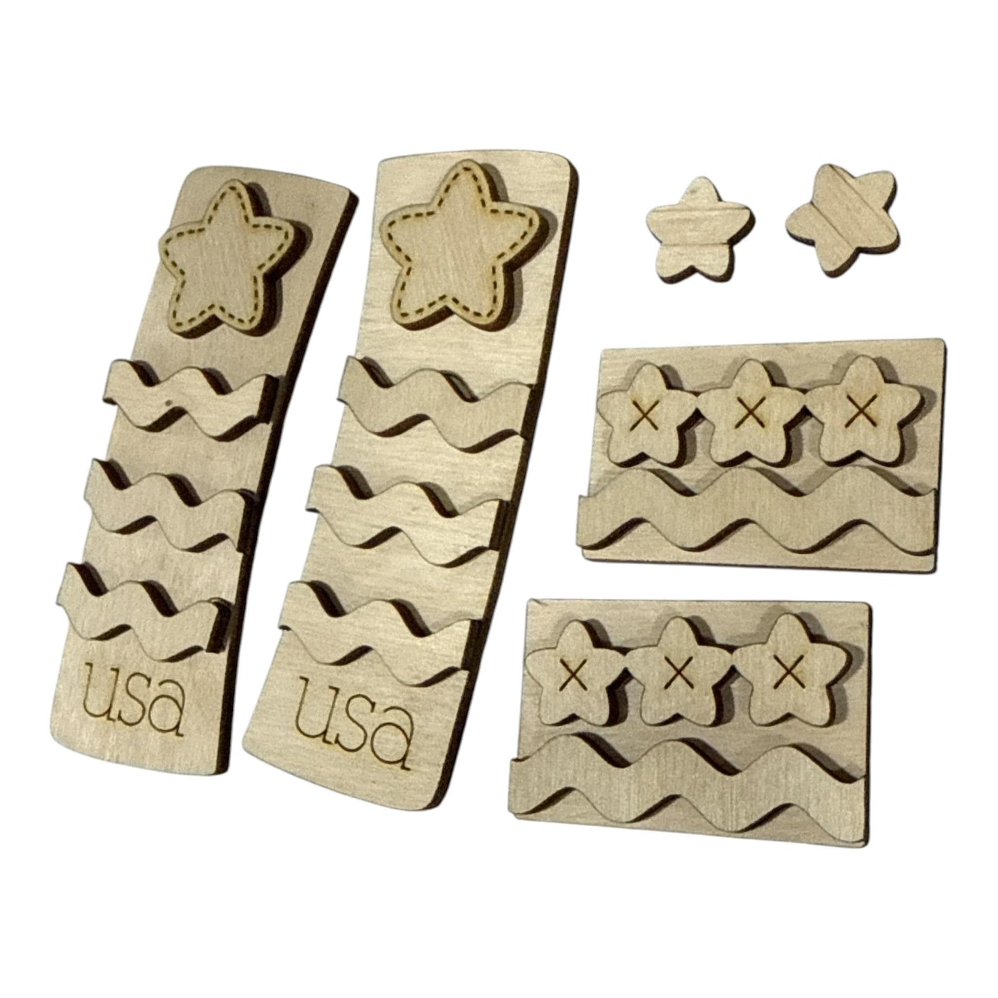 DIY 4th of July Stripes Claw Clip: Unfinished Wood Laser Cut Blank, Memorial Day, 4th of July, Flag Claw Clip