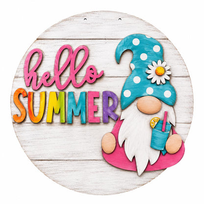 DIY Hello Summer Pool Gnome Door hanger, Unfinished Wooden Door Hanger: Unfinished, Summer