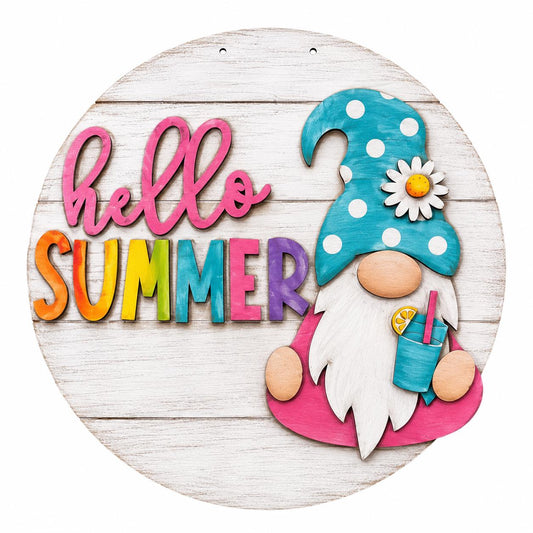 DIY Hello Summer Pool Gnome Door hanger, Unfinished Wooden Door Hanger: Unfinished, Summer