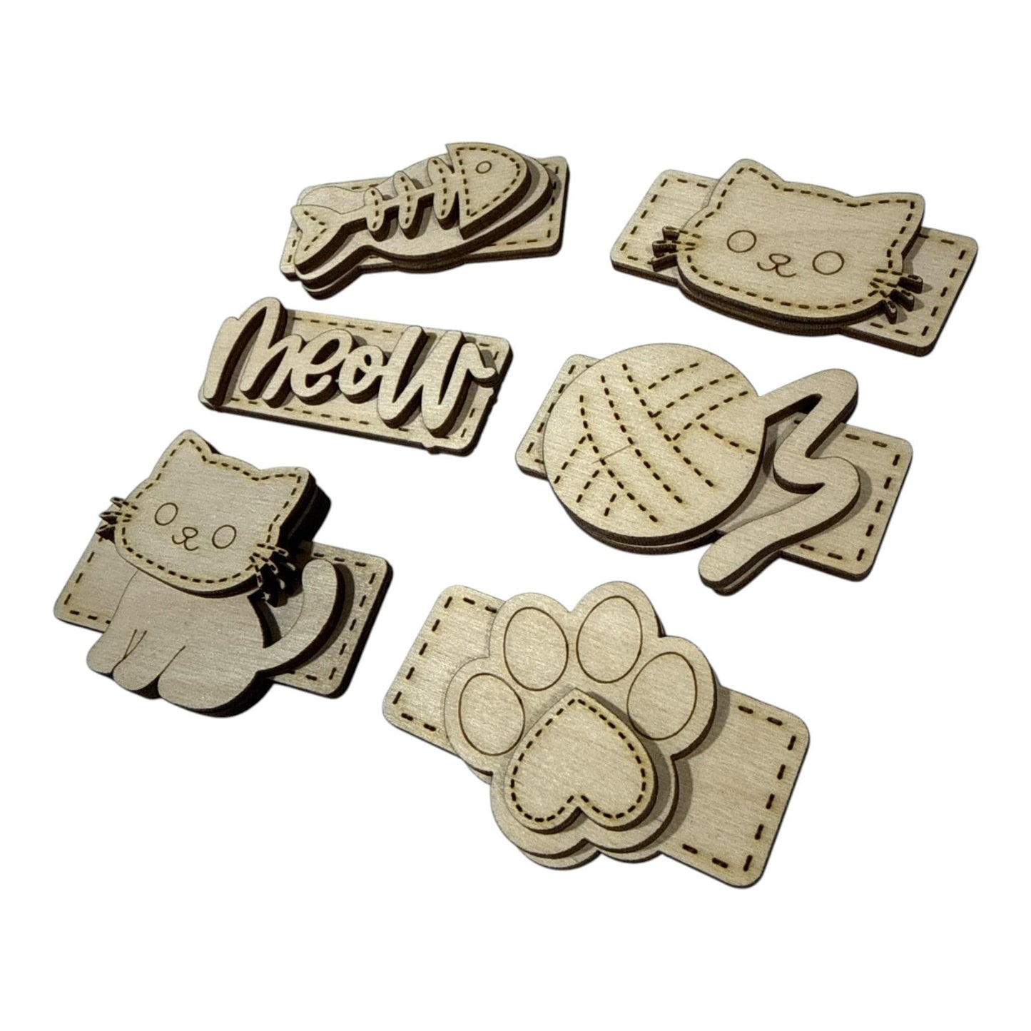 DIY Single Meow Cat Kids Hair Blank Hair Clip Pieces, Wood is Ready to Paint, Children, Toddler Clips, Pets