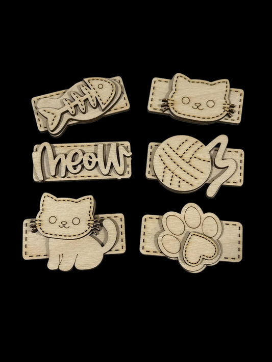 DIY Meow Cat Kids Hair Blank Hair Clip Pieces, Wood is Ready to Paint, Children, Toddler Clips, Pets