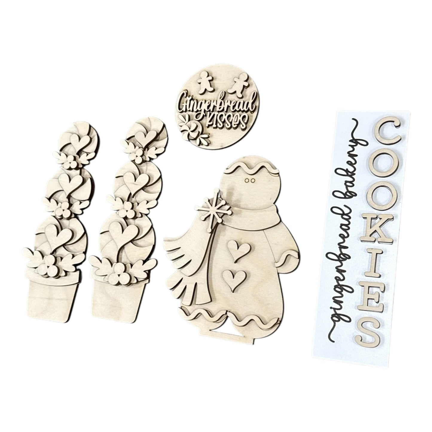DIY Gingerbread Barn Door Interchangeable, Insert for Barn Door Decor, Unfinished Insert, Gingerbread cookies