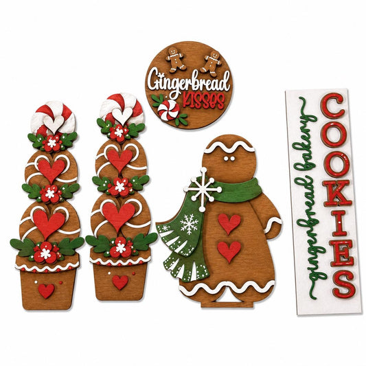 DIY Gingerbread Barn Door Interchangeable, Insert for Barn Door Decor, Unfinished Insert, Gingerbread cookies