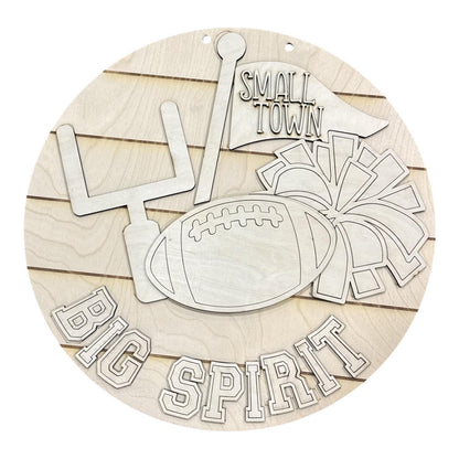 DIY Small town big spirit Door Hanger, 3d Door Hanger, Unfinished Door Hanger