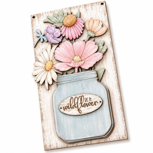 DIY Be a wildflower Door Hanger: Unfinished, Welcome Door Hanger, wildflower Hanger, 3D Door Hanger