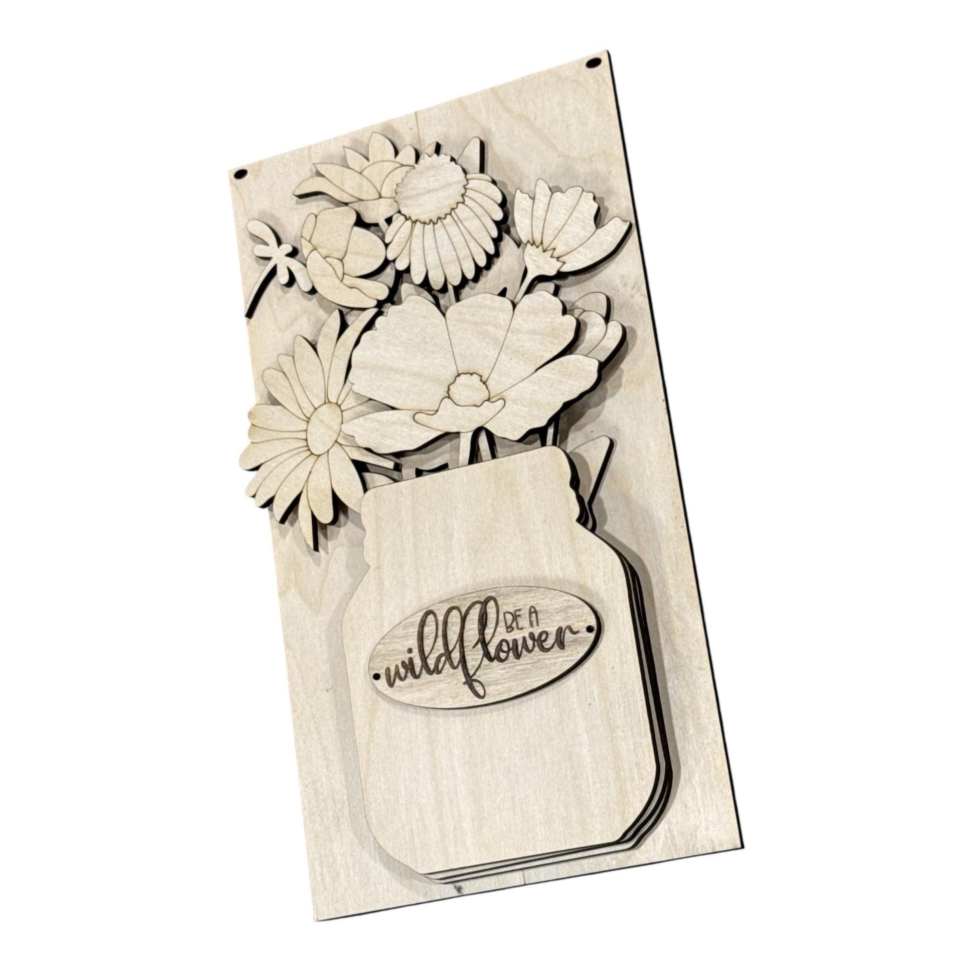 DIY Be a wildflower Door Hanger: Unfinished, Welcome Door Hanger, wildflower Hanger, 3D Door Hanger