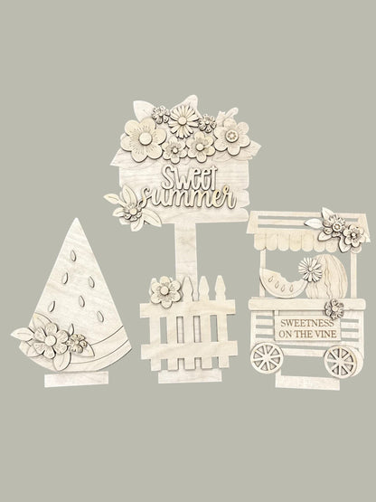 DIY Sweet Summer Watermelon Interchangeable Inserts, Trio Stand, Holiday Display, Unfinished, Inserts Only