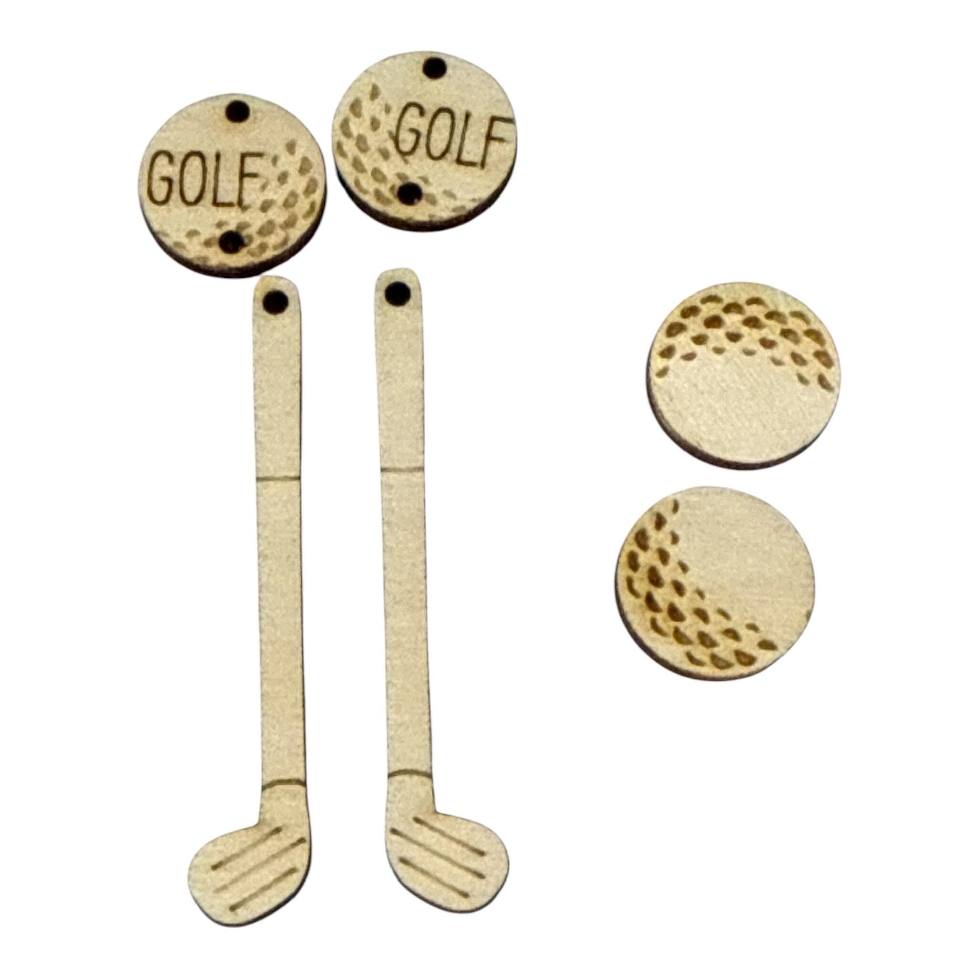 DIY Golf Wooden Earrings: Unfinished Craft Studs, golf stud