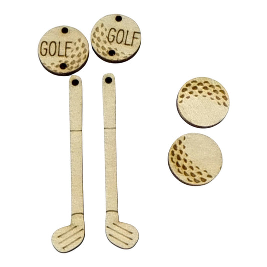 DIY Golf Wooden Earrings: Unfinished Craft Studs, golf stud
