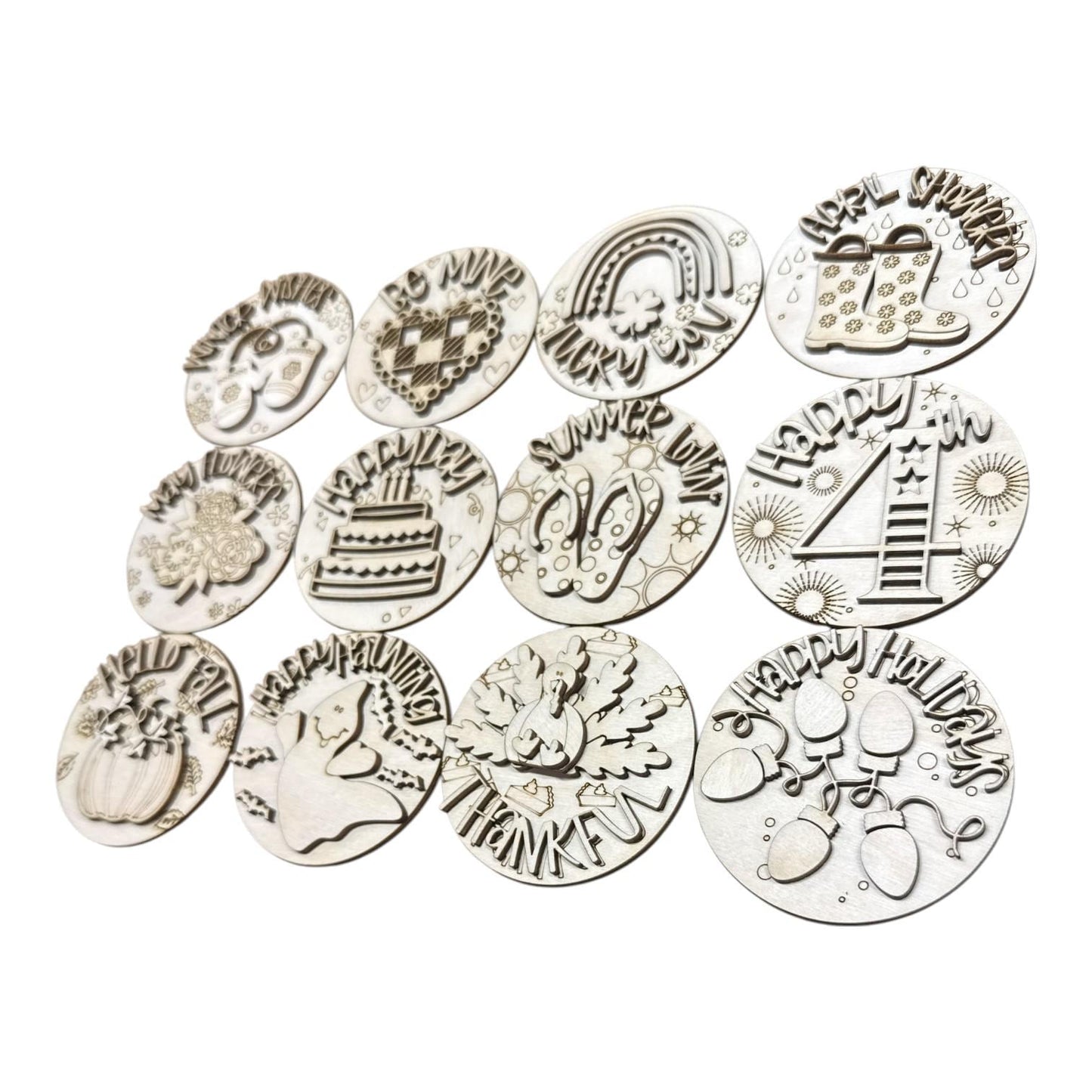 DIY Bundle 11 Seasonals, 3" or 6" rounds, DIY Seasonal Interchangeable Sign Rounds: DIY Craft Bundle, Craft Seasonal Inserts
