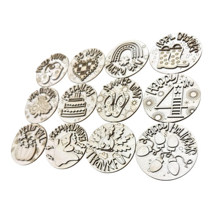 DIY Bundle 11 Seasonals, 3" or 6" rounds, DIY Seasonal Interchangeable Sign Rounds: DIY Craft Bundle, Craft Seasonal Inserts