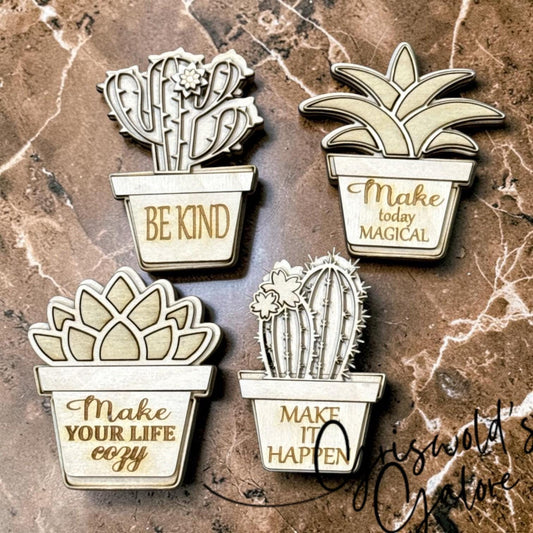 DIY Succulent Cactus Magnet, Unfinished, Fridge Magnets