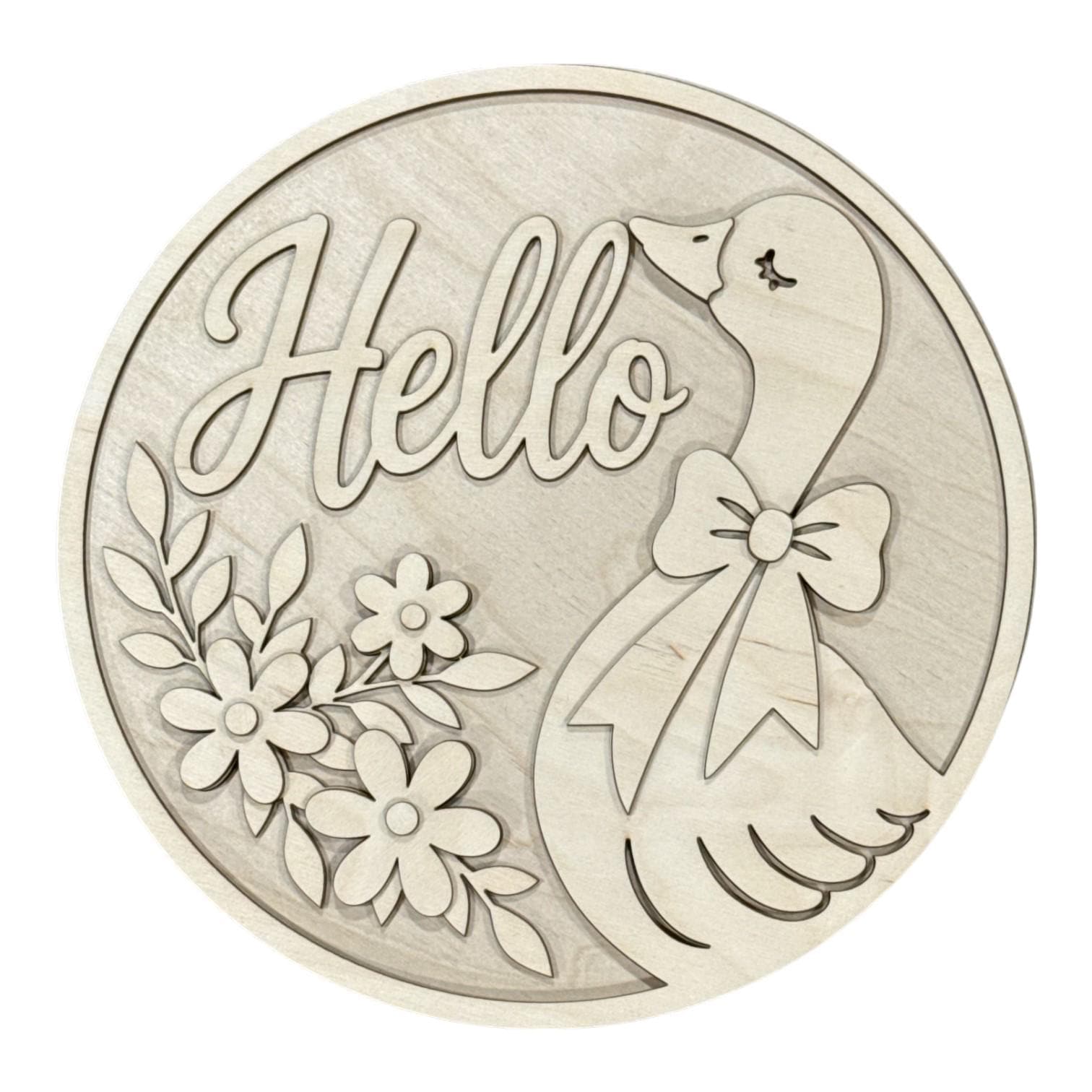DIY Hello Goose with Flowers Sign, 3d Door Hanger, Unfinished Door Hanger, Personalized