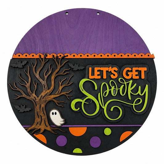DIY Let's Get Spooky 3D Door Hanger, Unfinished Door Hanger, Halloween