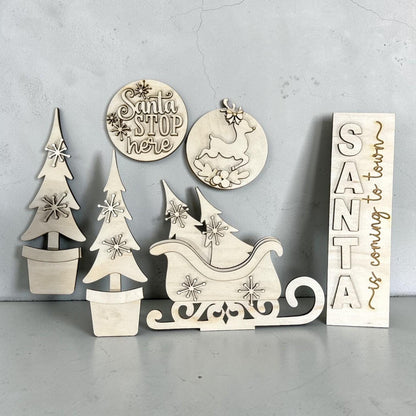 DIY Santa is coming to town Barn Door Interchangeable, Insert for Barn Door Decor, Unfinished Insert