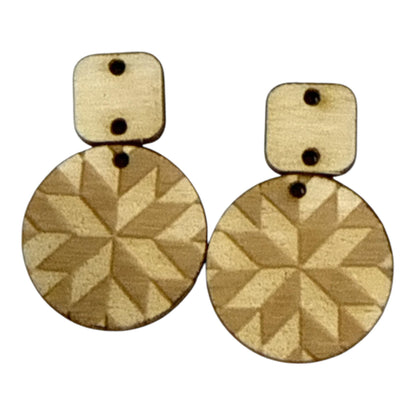 DIY Quilt Earrings, Unfinished Earrings, Wooden Earrings, Quilt Earring