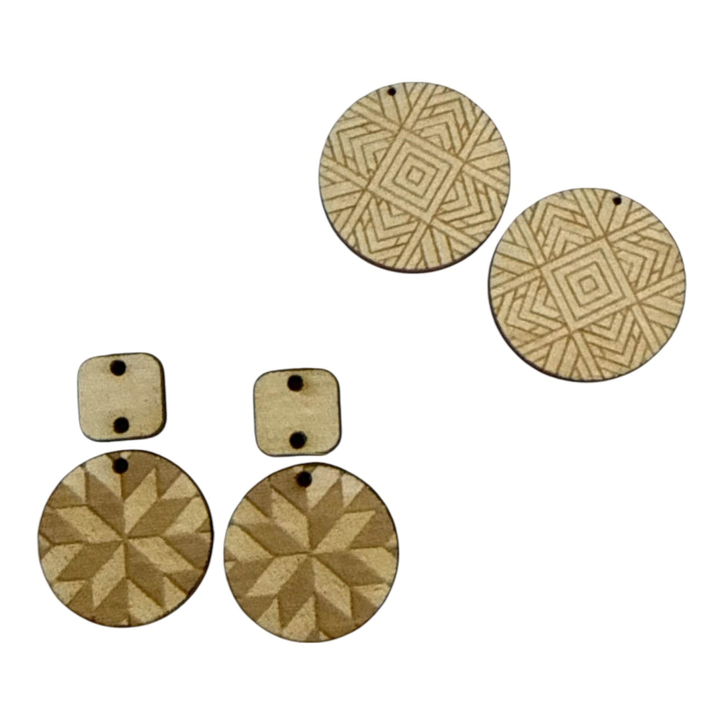 DIY Quilt Earrings, Unfinished Earrings, Wooden Earrings, Quilt Earring