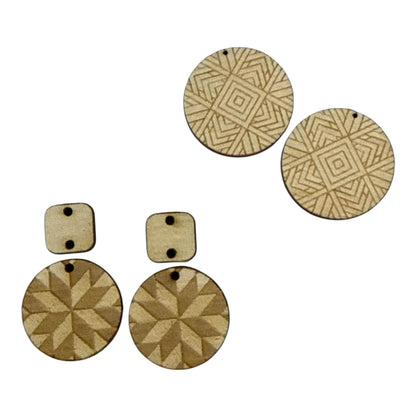 DIY Quilt Earrings, Unfinished Earrings, Wooden Earrings, Quilt Earring