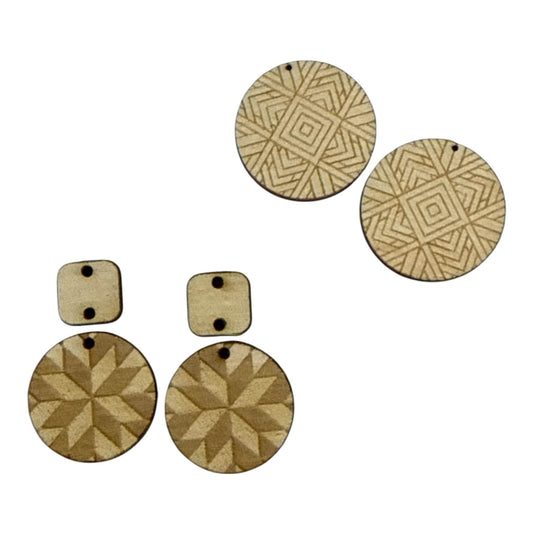 DIY Quilt Earrings, Unfinished Earrings, Wooden Earrings, Quilt Earring