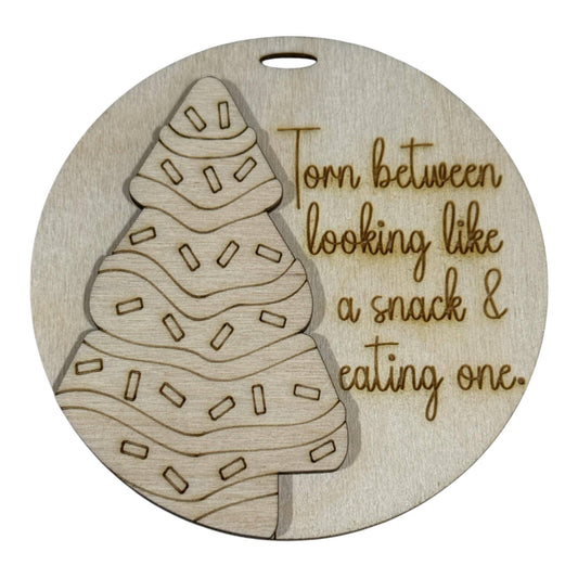 DIY Torn Between looking like a snack, Unfinished Ornament, Holiday