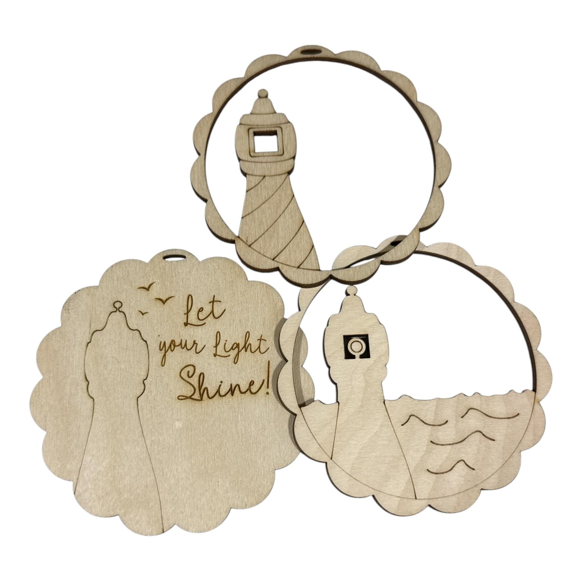 DIY Let your light Shine Ornament, Unfinished, Wooden Ornament