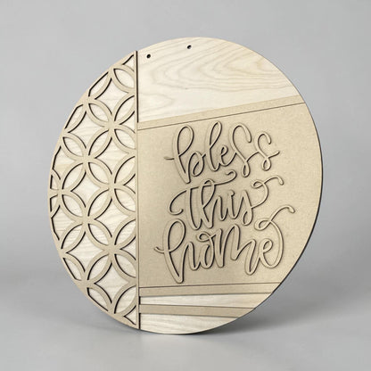 DIY Bless this home with Vine Door Hanger, 3d Door Hanger, Unfinished Door Hanger