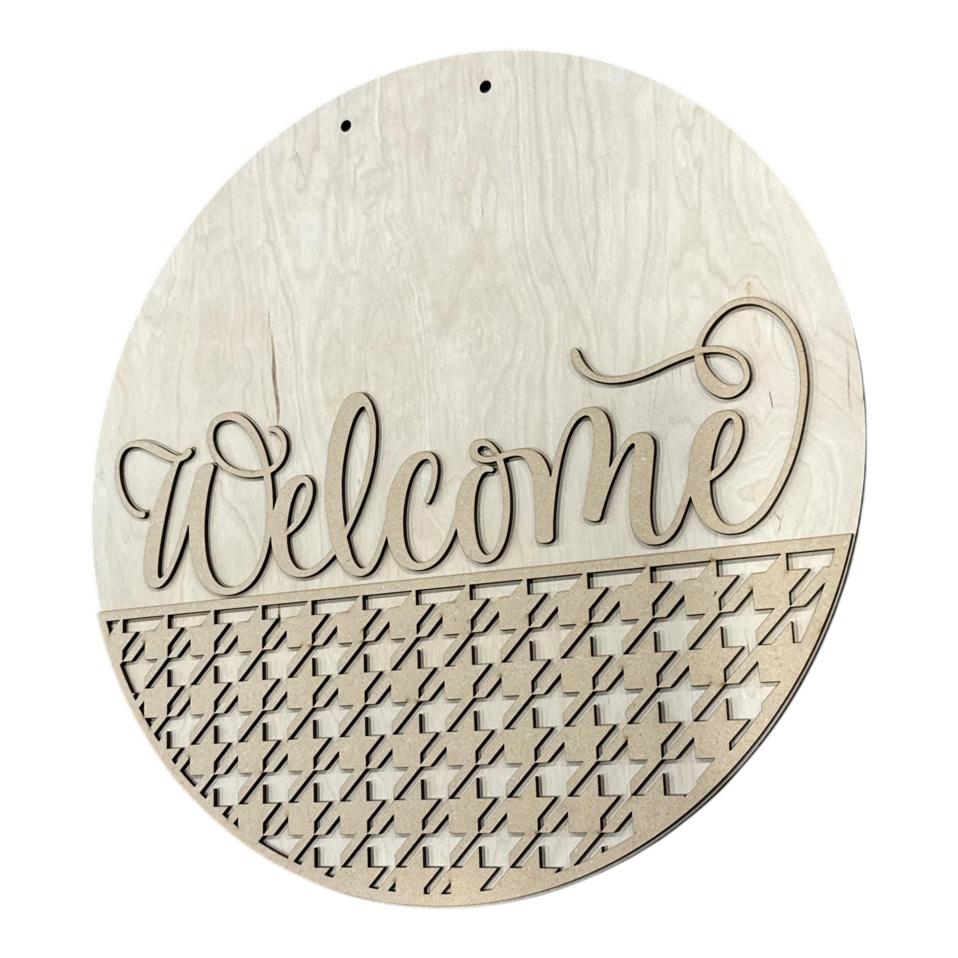 DIY Welcome houndstooth Door Hanger, 3d Door Hanger, Unfinished Door Hanger