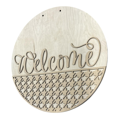 DIY Welcome houndstooth Door Hanger, 3d Door Hanger, Unfinished Door Hanger