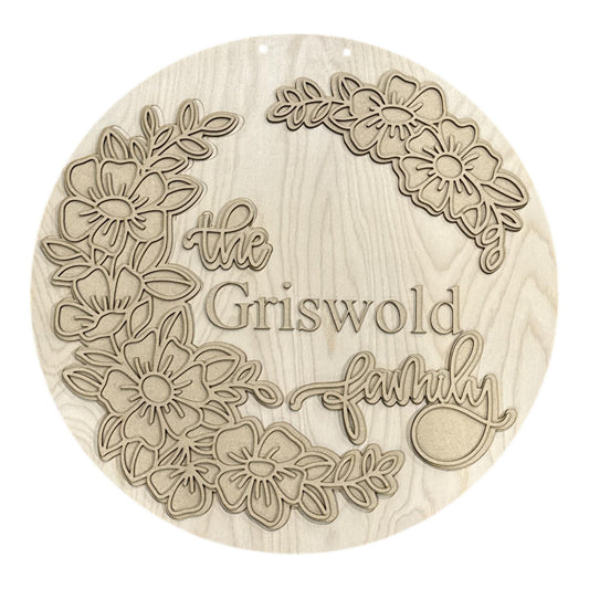 DIY Floral Name Personalized Door Hanger, 3d Door Hanger, Unfinished Door Hanger
