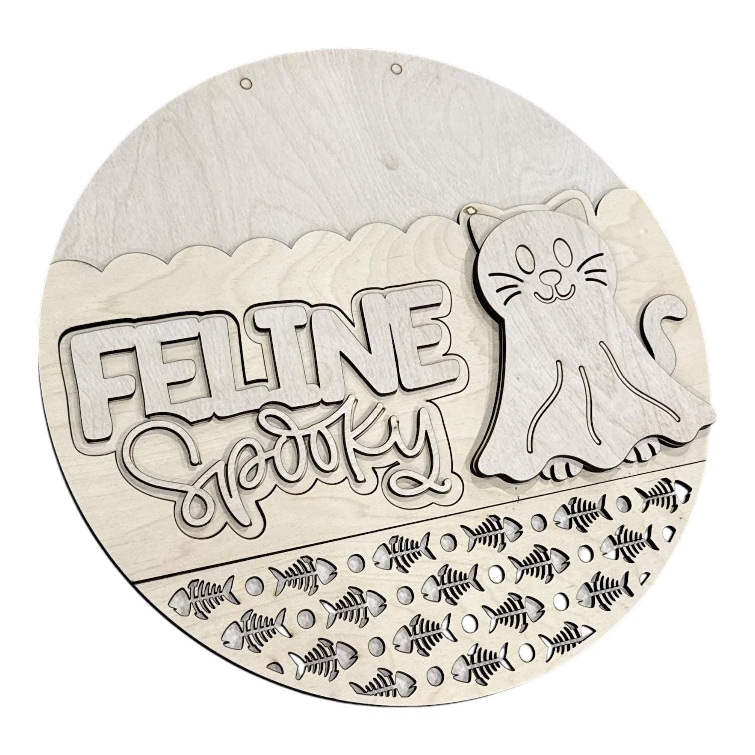 DIY Feeline Spooky 3D Door Hanger, Unfinished Door Hanger, Halloween